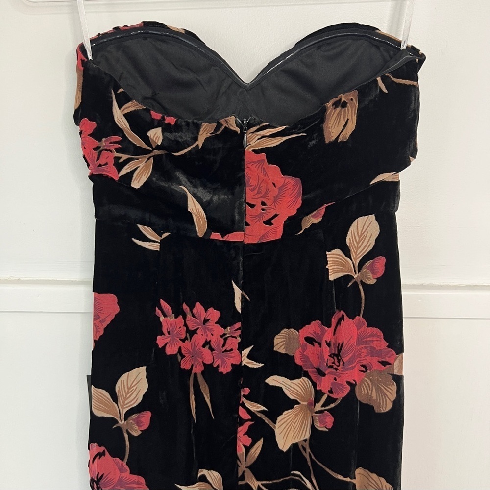 Lulus Exquisite Black Floral Burnout Velvet Strapless Maxi Dress NWT - Picture 7 of 16